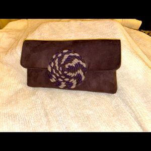 Studio by Shiraleah Vegan Suede Chocolate Brown Clutch